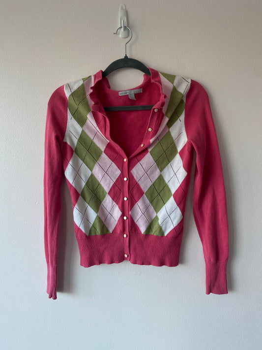 Pink Argyle Cardigan