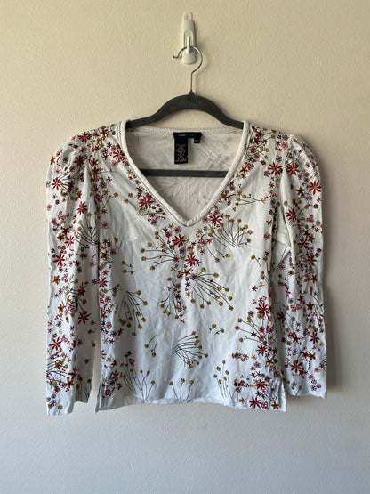 BCBG White Embroidery Longsleeve