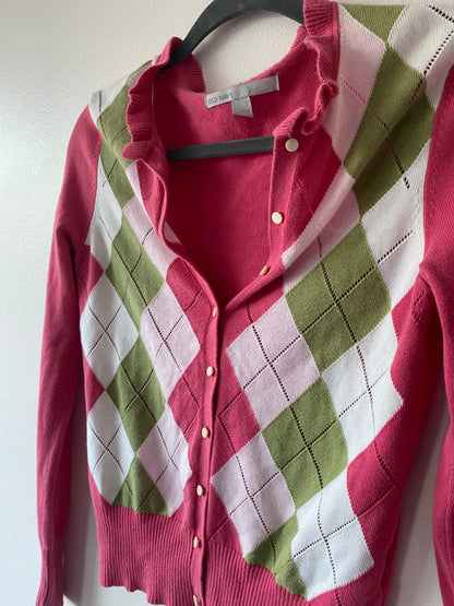 Pink Argyle Cardigan