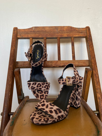 Qupid Leopard Block Heels