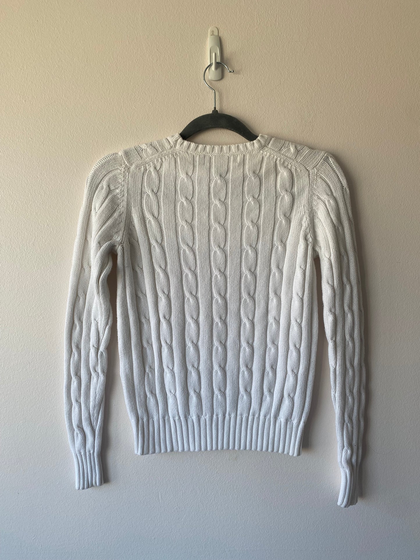 White Cableknit Crew