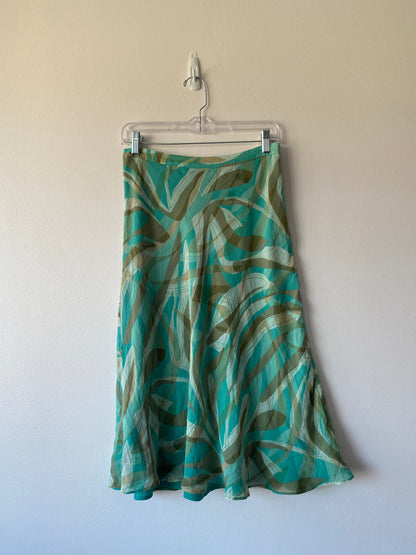 Turquoise Print Midi Skirt