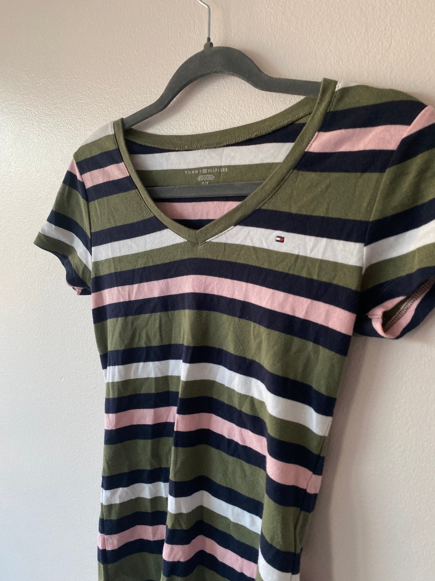 Tommy Hilfiger Green Striped Vneck