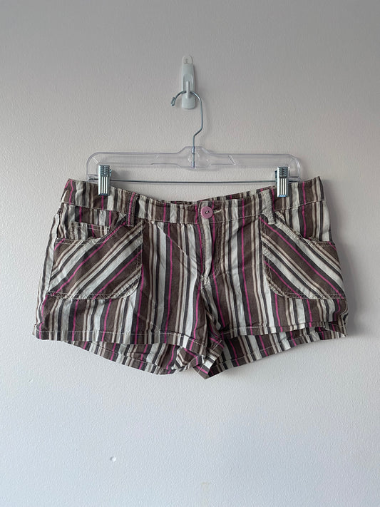 Pink and Brown Striped Shorts