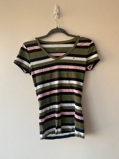 Tommy Hilfiger Green Striped Vneck