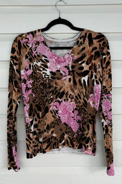 Leopard Knit Long Sleeve Top